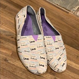 Toms love, brave, kindness, courage flats